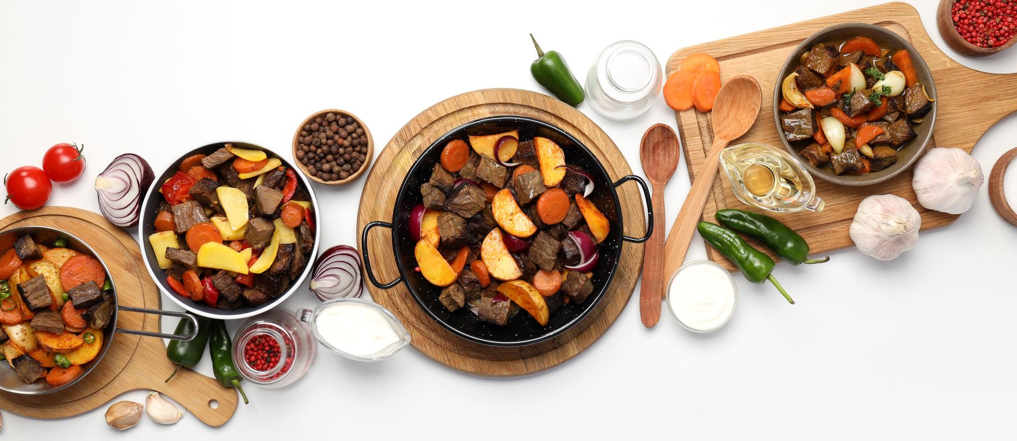 Assorted prepared dishes on rustic table